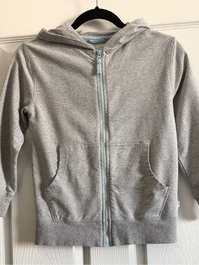 Tommy Bahama Kids Light Gray Zip Hoodie with Pale Blue Zipper